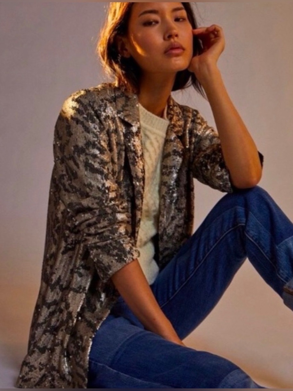 Anthropologie Jordyn Sequin Blazer Size 1X